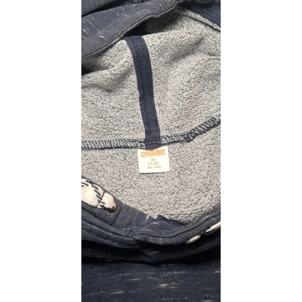 Gymboree Boys M 7-8 Heather Blue Hooded Sweatshirt